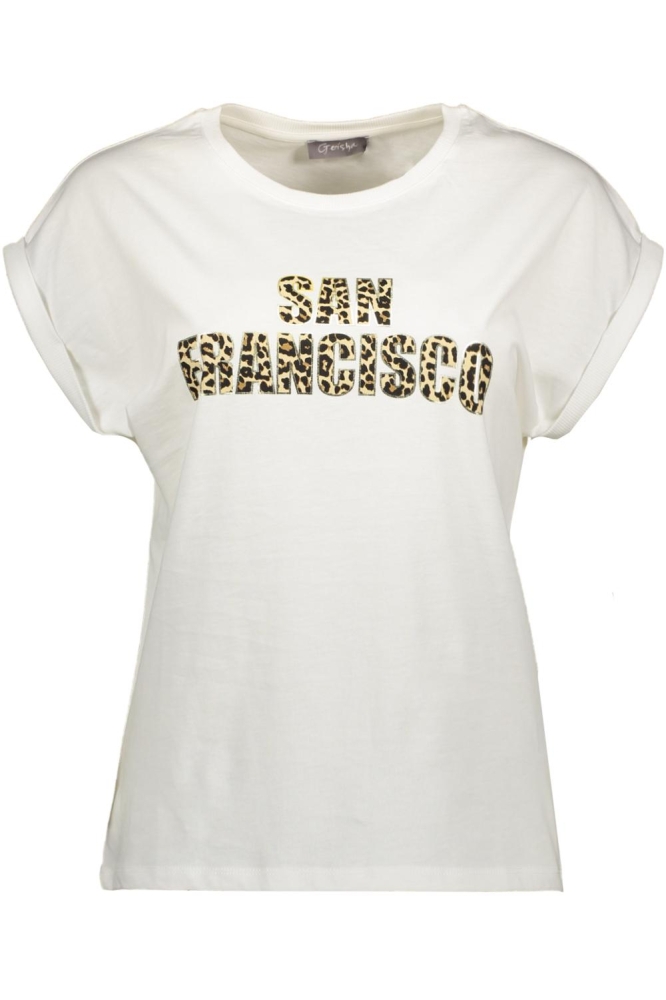 T SHIRT MET TEKST 52091 41 Off-white/Leopard